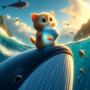 金魚鉢を持ったネコが巨鯨と旅するアドベンチャー。