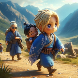 山間部の子守りのようす