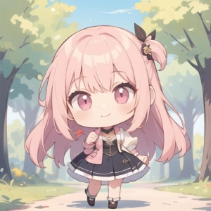 公園を散歩するお嬢様