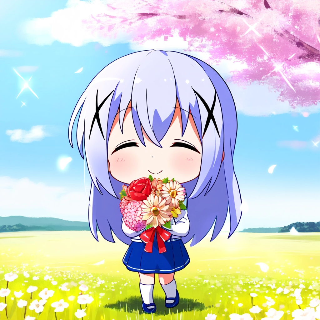 花束を持ったチノちゃん