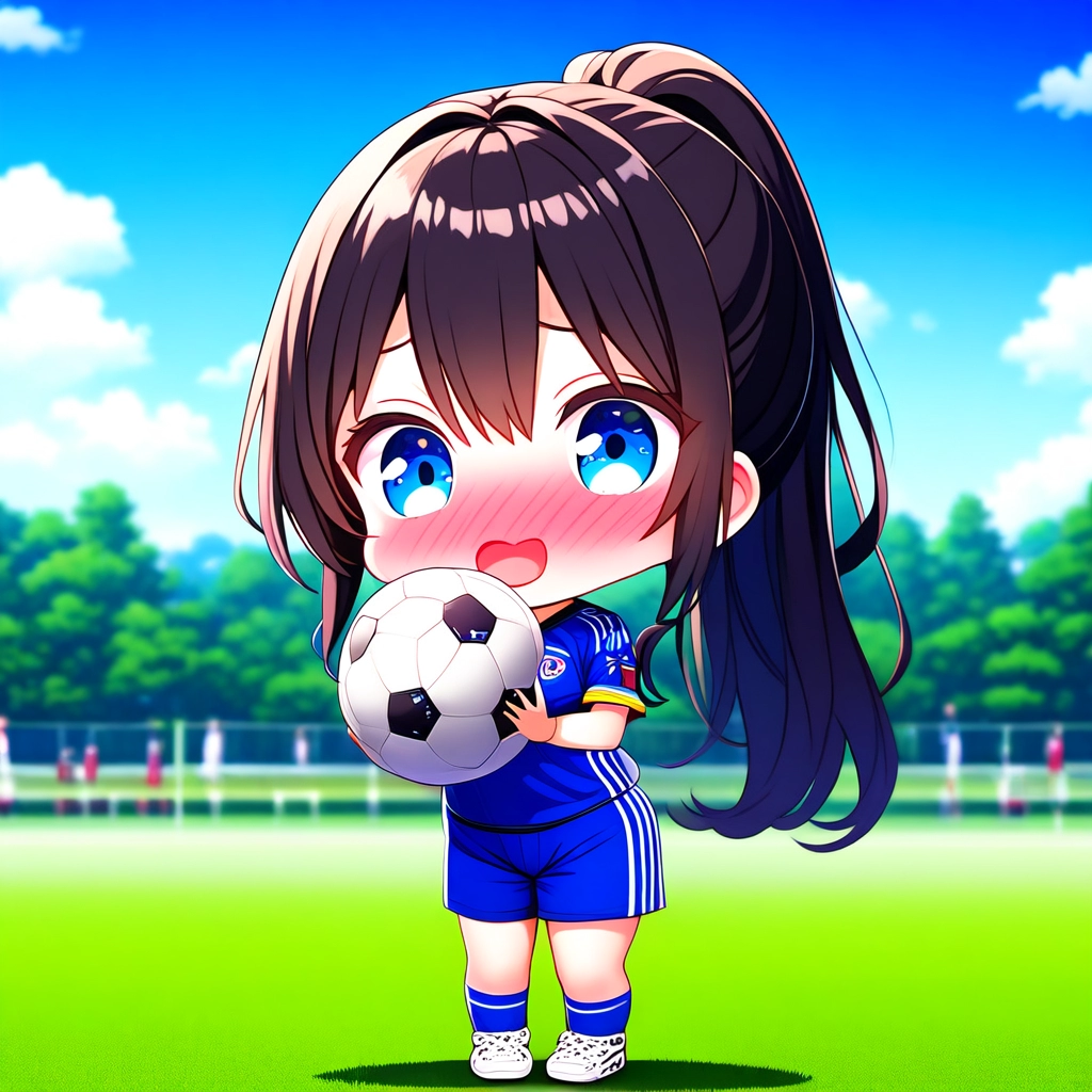 赤面のサッカーガール