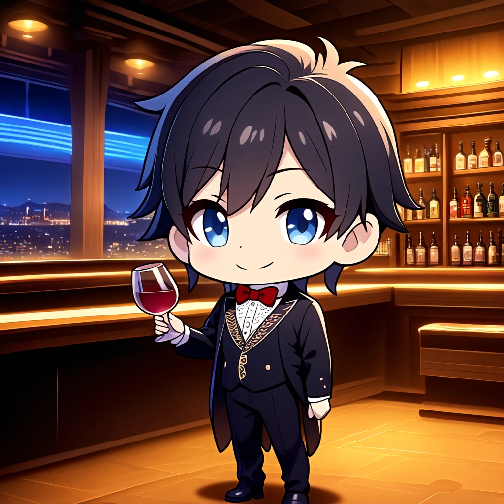 ワイングラスをもった男性