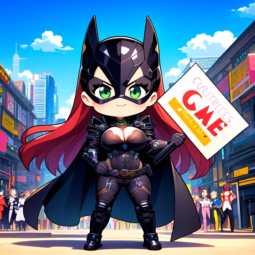 プラカードを持ったバットガール