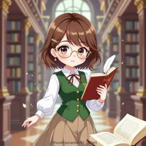 古書に囲まれた小さな賢者 - A little wise man surrounded by old books